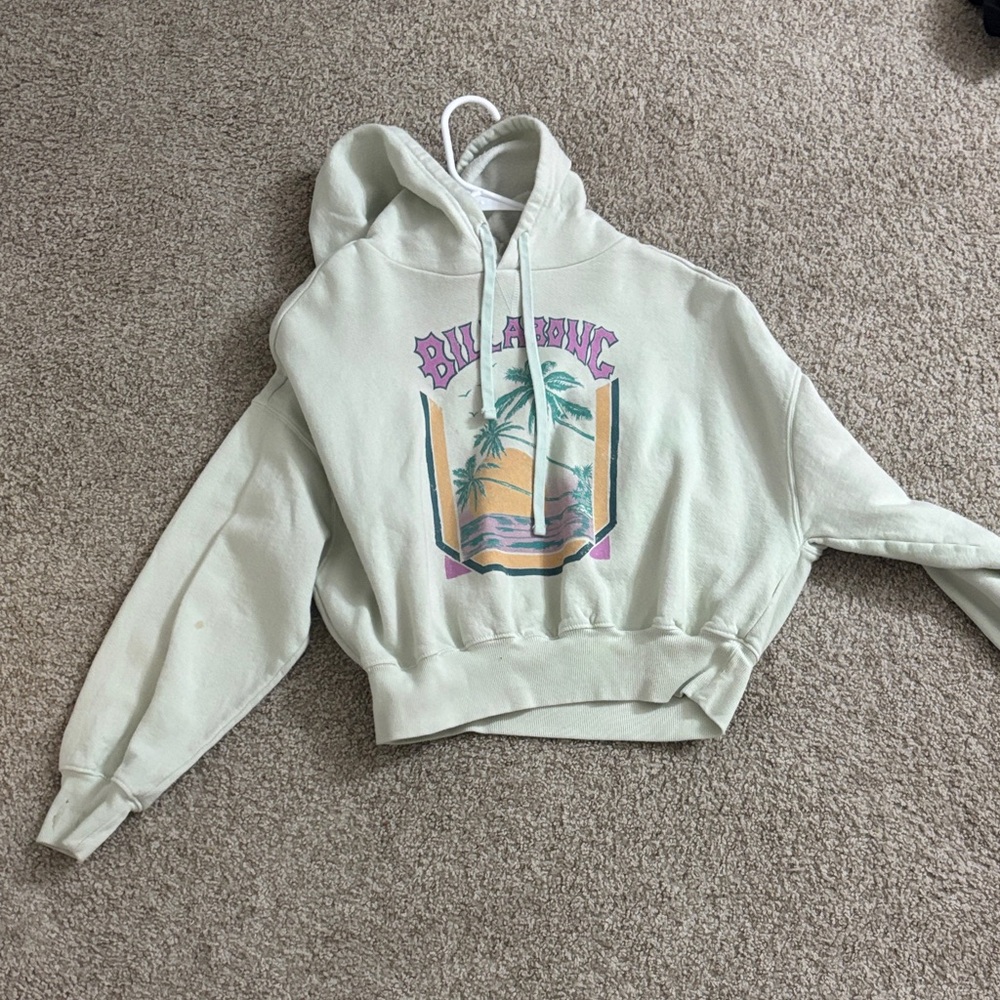 Billabong Cream Hoodie with Tropical Graphic, small